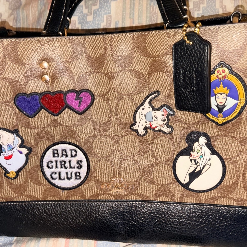 Coach x Disney Signature Canvas and Black Leather Tote - Bad Girls Club Patch - Picture 8 of 10